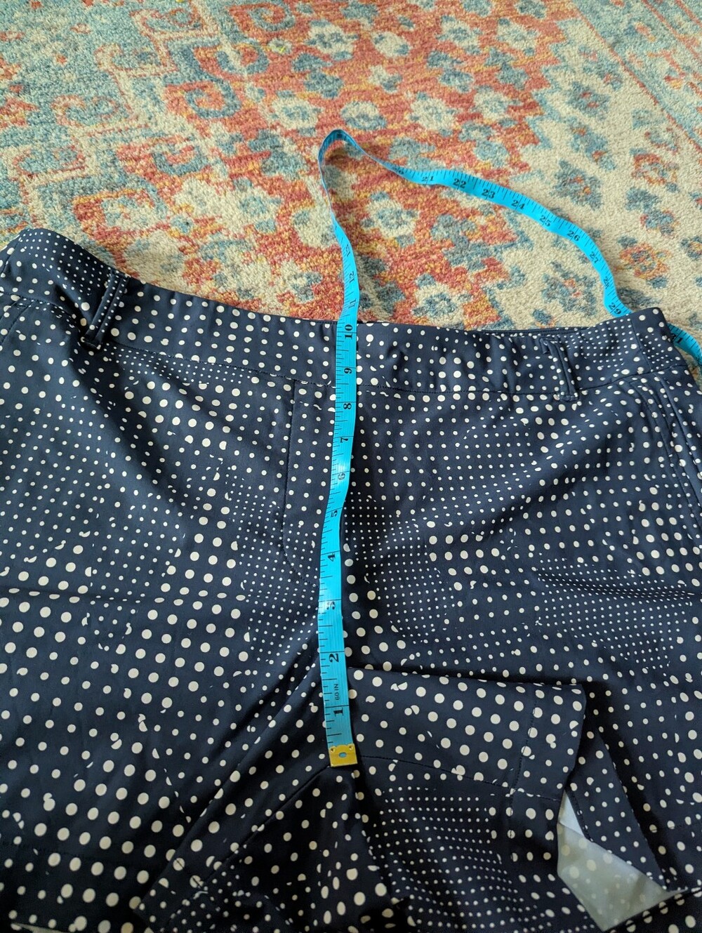 Spanx Women's XL Sunshine Shorts 4" Dot Patchwork Print Midnight Navy - Picture 9 of 10